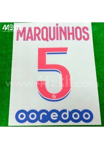 Official MARQUINHOS #5 + OOREDOO PSG Away Ligue 1 2020-21 PRINT 