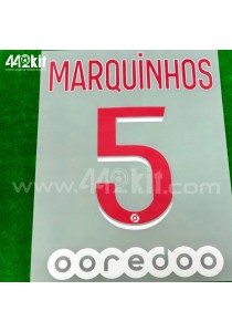  Official MARQUINHOS #5 + OOREDOO PSG Home Ligue 1 2020-21 PRINT 