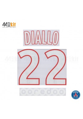 Official DIALLO #22 + OOREDOO PSG Home Ligue 1 2019-20 PRINT 