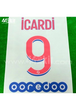 Official ICARDI #9 + OOREDOO PSG Away Ligue 1 2020-21 PRINT 
